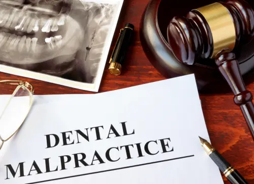 dental malpractice lawsuit on desk