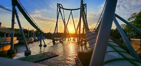 Roller Coaster Over the Water at Universal Studios in Orlando, Florida