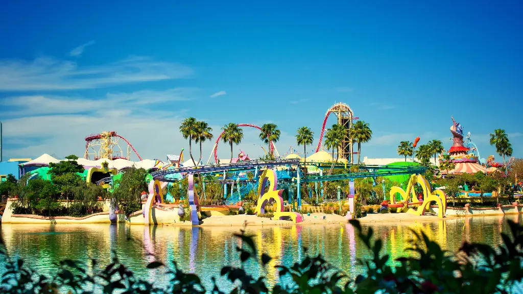 Wide view of Universal Studios theme park in Orlando, Florida