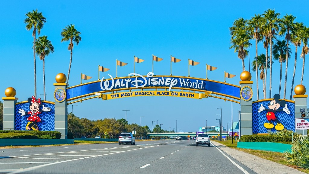 Disney World in Orlando, Florida Road Sign Entering Magic Kingdom