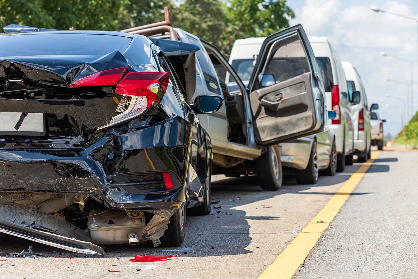 multi car collision in traffic jam